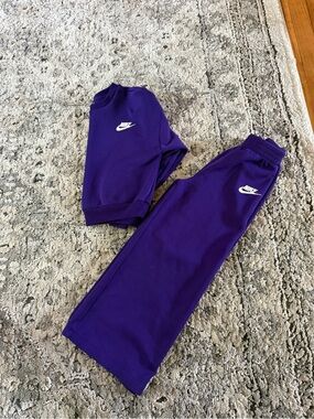 Nike Kids Purple Track Sweatpants with White Swoosh